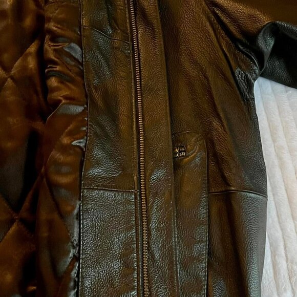 Men's Size Large Retro Snap On Full Zip Dk Brown Leather Bomber Jacket  #8640091 - Picture 8 of 11